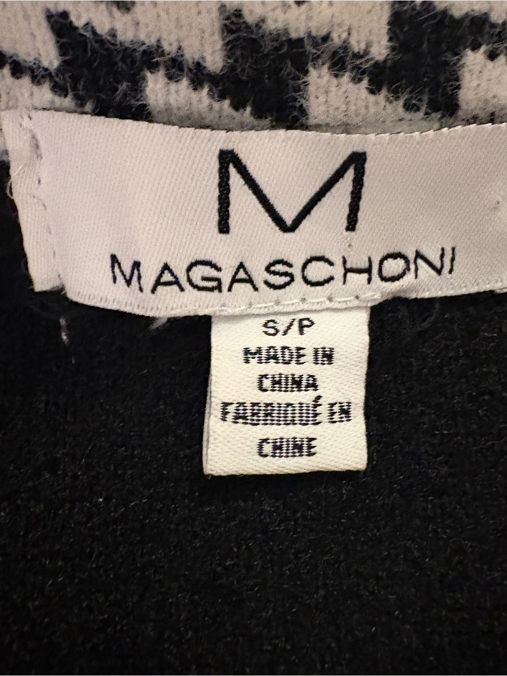 MAGASCHONI Houndstooth Knit Jacket Black White Double Breasted Quiet Luxury Sz S - Picture 5 of 16